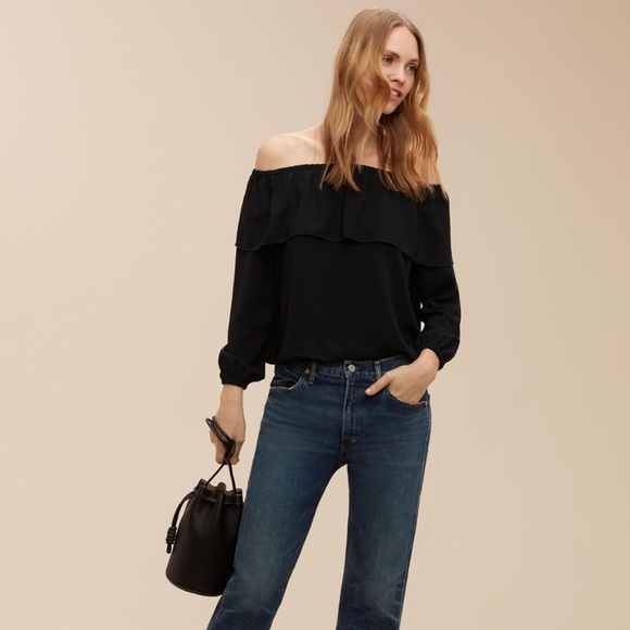 ARITZIA Wilfred Morel Off Shoulder Blouse, Black, Size Small - Picture 9 of 9